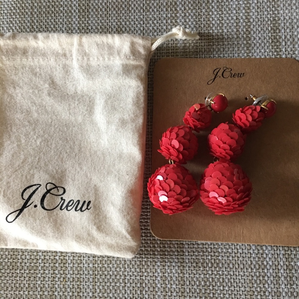 J crew statement earrings 3 sequined balls